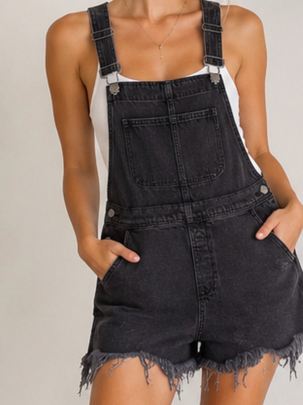 Free People Black Denim Overalls — Size 8
